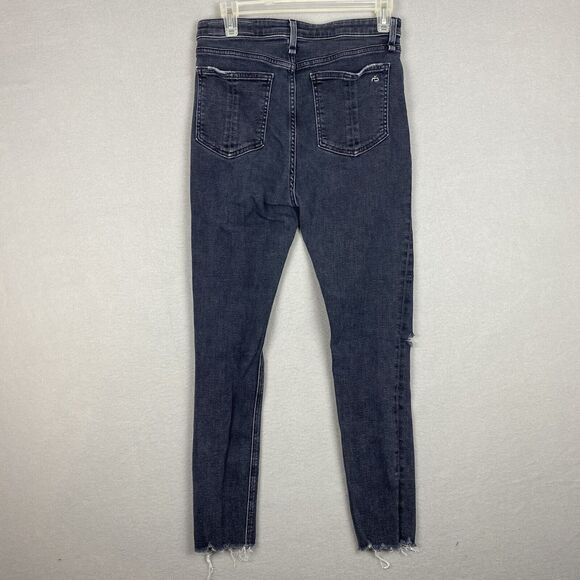 Rag & Bone Pants Womens 28 Black Skinny Jeans High Rise Ankle Stretch Distressed - Picture 2 of 10